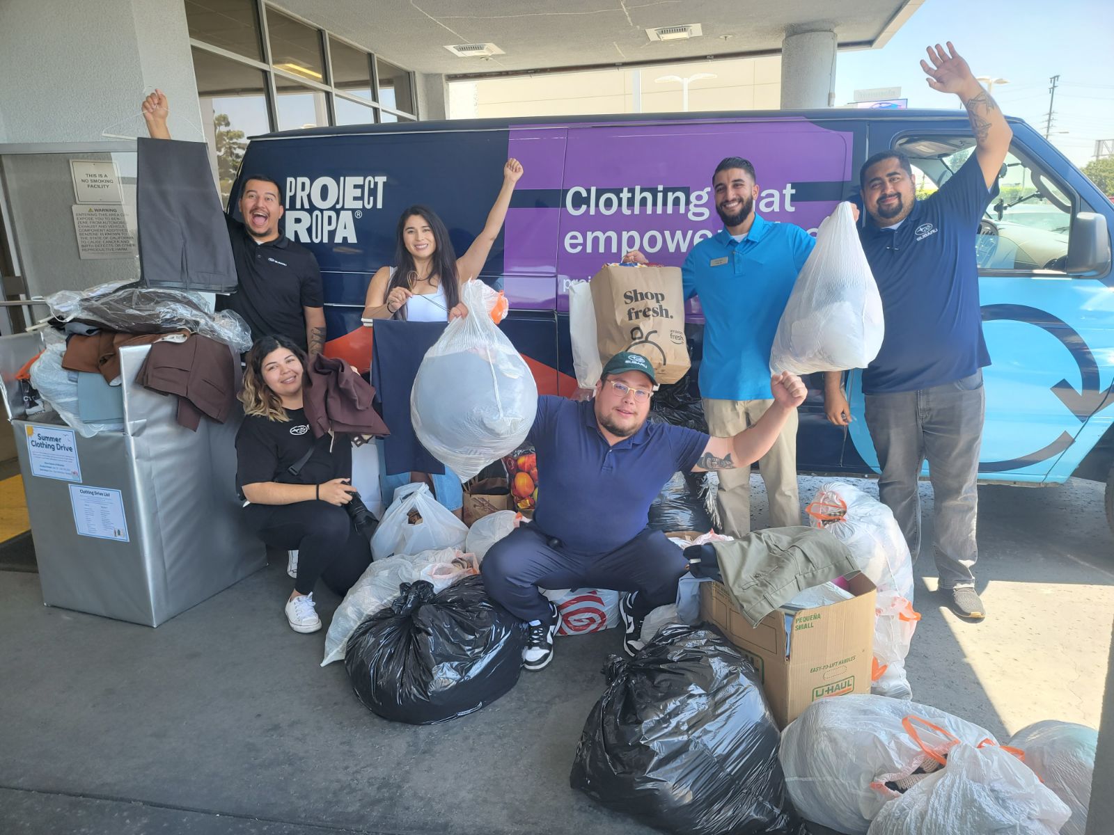 Pick up at Sierra Subaru of Monrovia from a clothing drive
